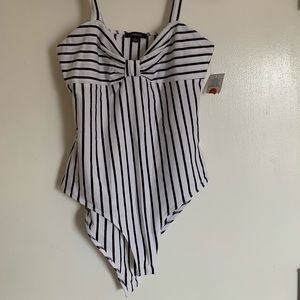 Black and white striped bodysuit !